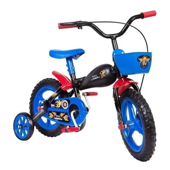 Bicicleta de passeio/urbana infantil Styll Baby Baby Moto bike aro 12 cor preto/azul/vermelho com rodas de treinamento