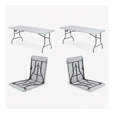 Mesa De Plastico Plegable Portatil Para Exterior De 2 Blanco