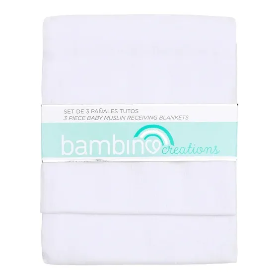 Set 3 Pañales Tutos 100% Algodón Liso Blanco 72*72cm Bambino
