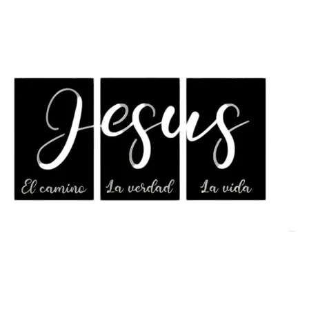 Cuadro Tríptico  Jesús 40x30 Cm, Madera Mdf