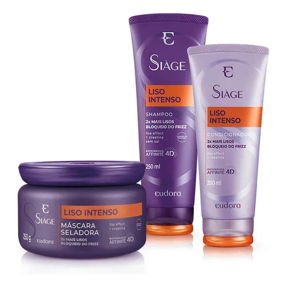 Kit Siàge Liso Intenso Shampoo + Cond. + Máscara Capilar