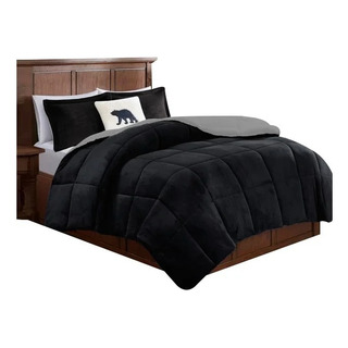 Plumón Sherpa Plush Negro Gris King Plumón Sherpa Plush Negro Gris King