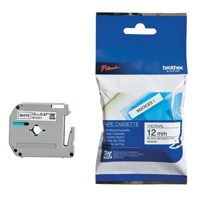 Cinta Brother Mk231bz Negro/blanco 12mm No Laminada