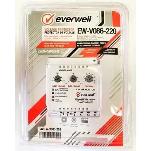 Protector Supervisor De Voltaje Trifásico 220v Everwell