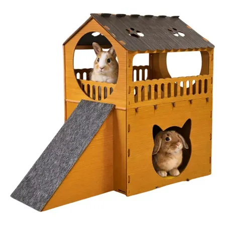 Casinha Para Coelho 2 Andares Em Mdf Toca Gaiola Boxfan