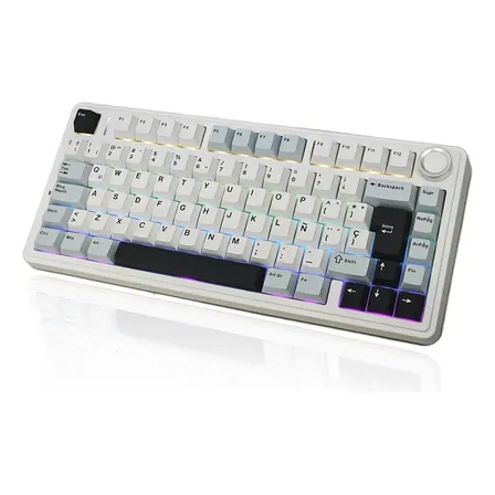 Aula F75 Teclado Mecánico Gaming Inalámbrico Español Rgb Teclado Azul Claro Idioma Español España