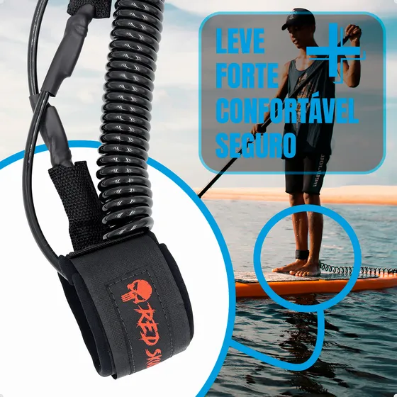 Leash Cordinha Sup Standup Padlle Strep Tornozelo Espiral Surf Leash Prancha de Passeio Remada Sup Duplo Girador Nó Resistente