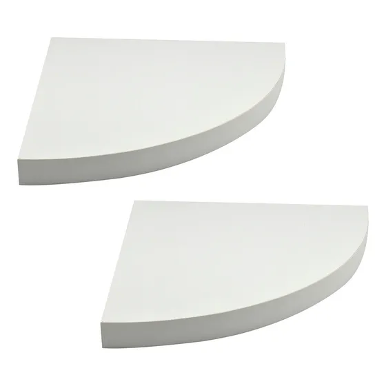 Kit Prateleira De Canto Quina 15 Cm Branca Curva Madeira Mdf