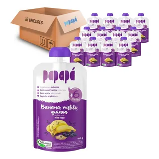 Papinha OrgĂąnica PapapĂĄ Banana Mirtillo Quinoa 100g (12 Und) Papinha OrgĂąnica PapapĂĄ Banana Mirtillo Quinoa 100g (12 Und)