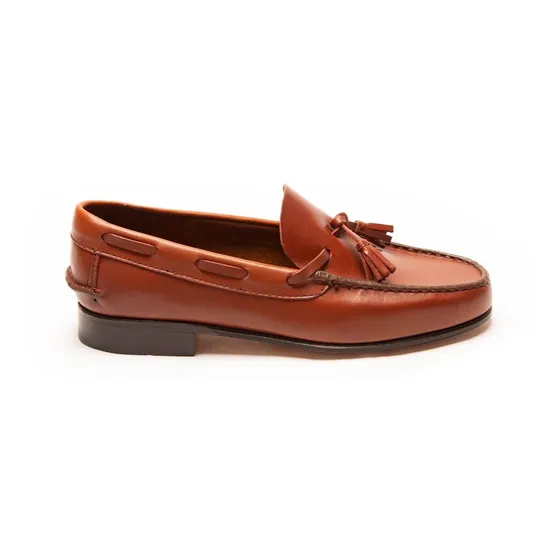 Mocasín Cuero Con Flecos Hombre Suela Talles 38/48.