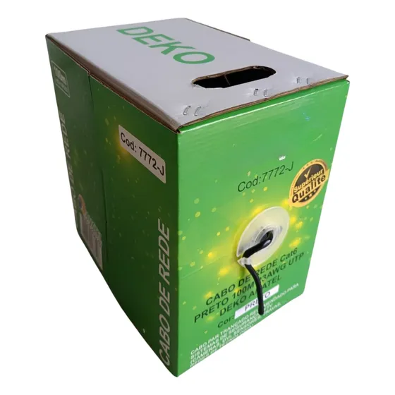Cabo De Rede Preto Cat6 100% Cobre 100m Homologado