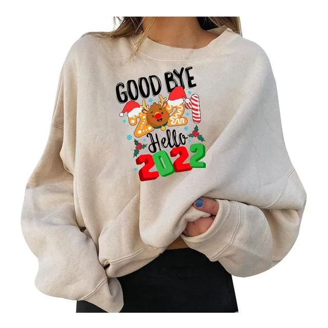 Sudadera Navideña Para Dama Cuello Redondo Manga Larga