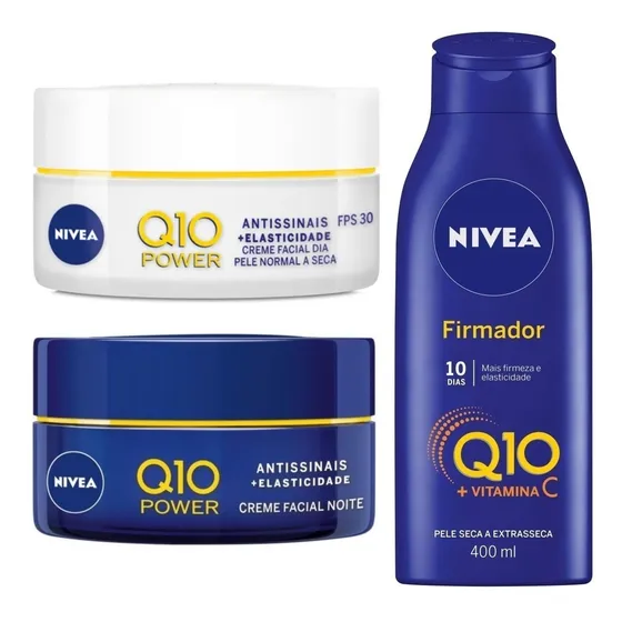 Cremes Nivea Q10 Plus Rosto Dia Pele Normal A Seca + Q10 Noite + Firmador Corporal 400ml