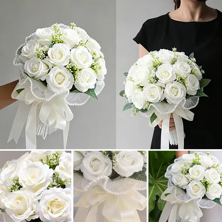 Buquê De Noiva Civil Buquês De Casamento Em Malha De Renda Branco