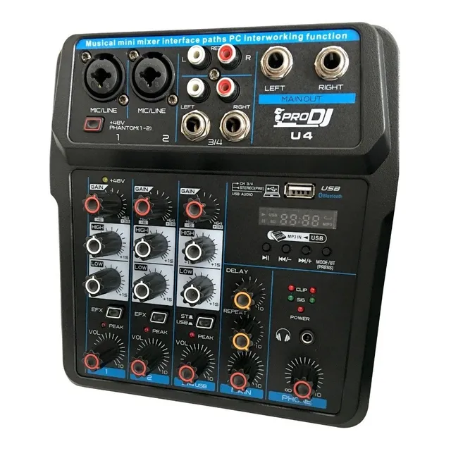 Mixer Consola Analoga Prodj U4 Interfaz Usb Grabacion