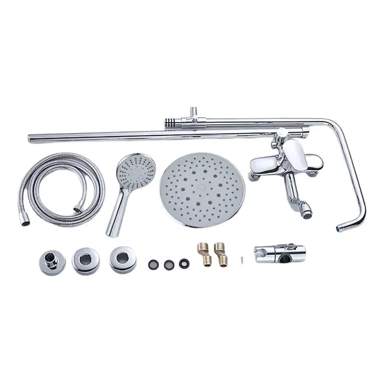 Set Ducha Redonda Columna Plateada