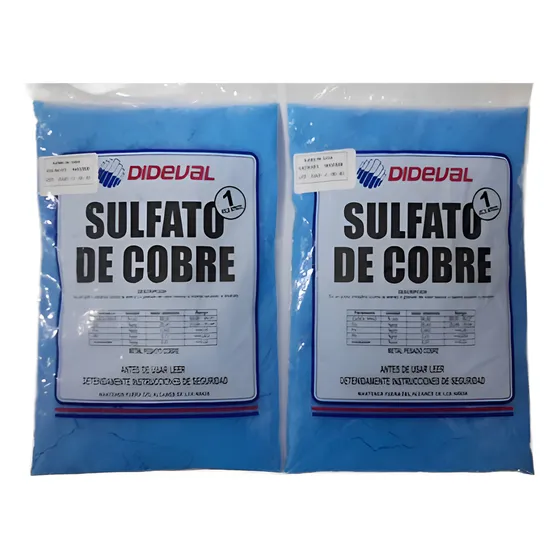 Pack 2 Kg Salguicida Para Piscina Dideval Sulfato De Cobre En Polvo De Color Azul