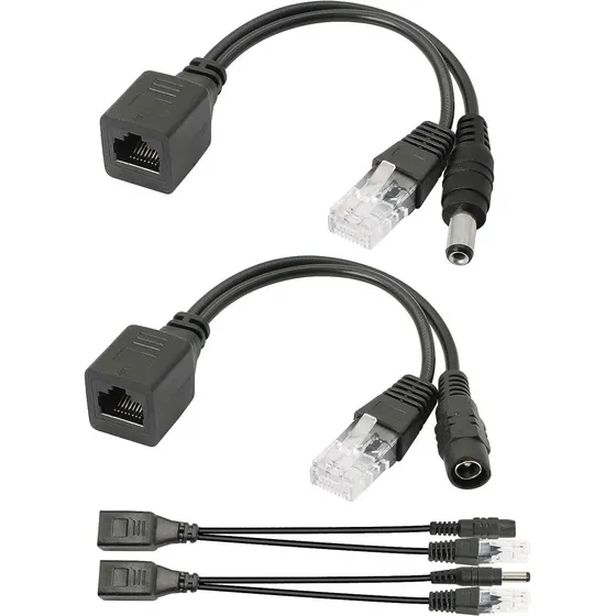 Par De Inyector Y Divisor Poe C Conector Dc 5,5 X 2,1 Mm