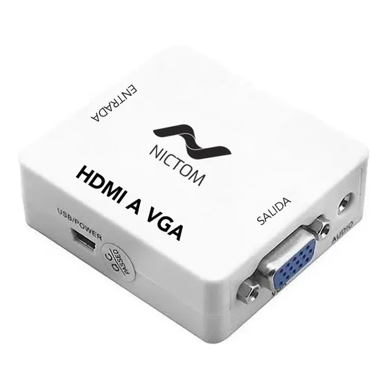 Conversor Adaptador Hdmi A Vga Activo Con Audio Local Color Blanco