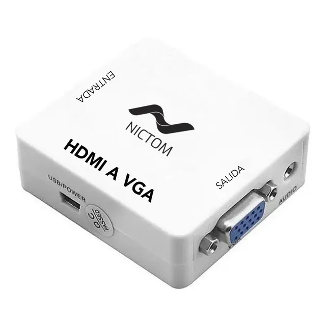 Conversor Adaptador Hdmi A Vga Activo Con Audio Local Color Blanco