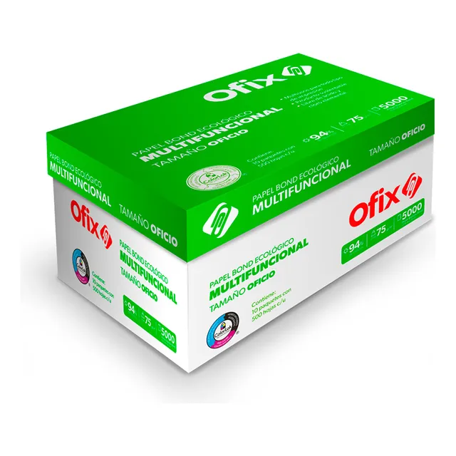 Ofix Papel Bond Oficio Blanco 5000 Hojas 75 G Resma