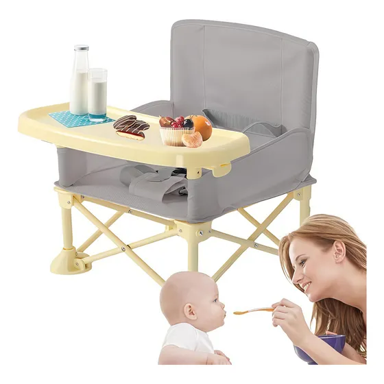 Silla Portatil Bebe Con Bandeja Plegable Exterior Y Hogar