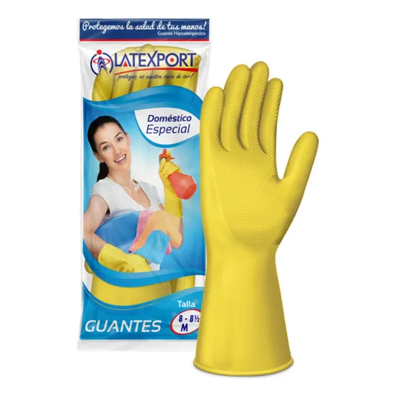 Guantes Latexport Domestico De Latex Amarillo Calibre 18
