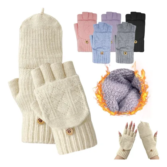 Guantes Lana Mitones Solapa Tapa Adultos Infantiles Invierno