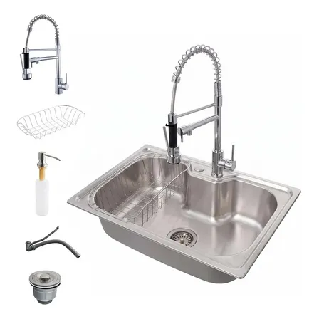Cuba Gourmet Cozinha 60x42cm Inox 304 com Torneira de Cozinha Monocomando Quente e Fria Flexível com Trava Integrada Winda