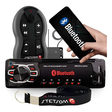 Aparelho Som Bluetooth Rádio Mp3 + Controle Longa Distância Grafite