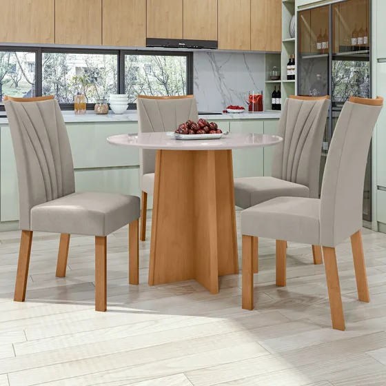 Conjunto Mesa 100cm Celebrare Redonda Com 4 Cadeiras Bh