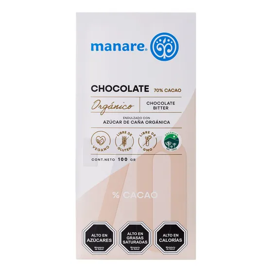 Chocolate 70% Cacao Orgánico 100g - Manare