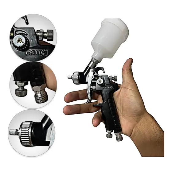 Pistola Para Retoques Hvlp Pequena Bico 0,8mm 125ml C/acesso