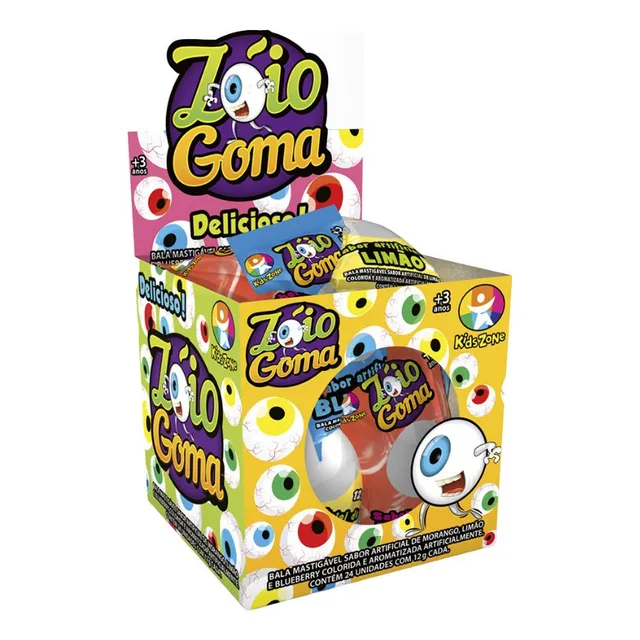 Bala de Gelatina Kids Zone Zóio goma blueberry, limão e morango com gelatina 12 g 24 u