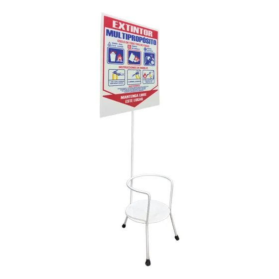 Base De Piso Soporte Pedestal Extintor 10 Lb + Señal Abc