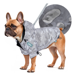 Chamarra Impermeable Reflectante Perro Mediano Esquimal Color Camuflaje Gris Chamarra Impermeable Reflectante Perro Mediano Esquimal Color Camuflaje Gris