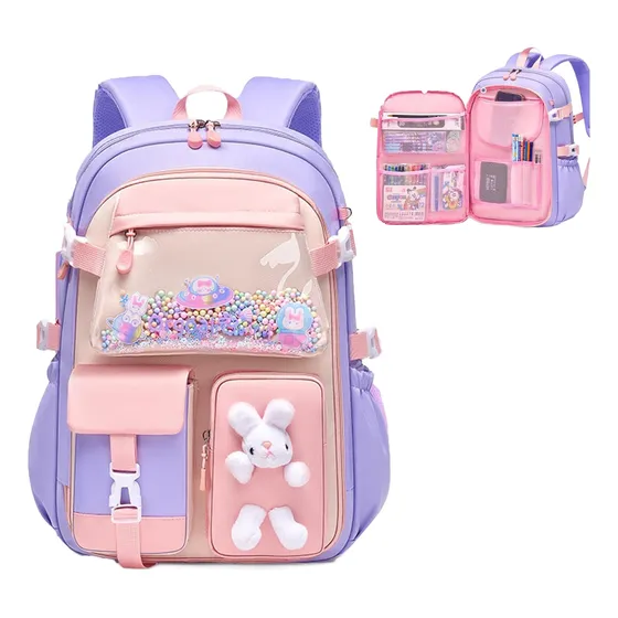 Mochila Morral Bolso Escolar Niña Conejo Kawaii Impermeable