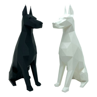Set De 2 Estatuas De Perros Dóberman Blanco Y Negro 20 Cm Set De 2 Estatuas De Perros Dóberman Blanco Y Negro 20 Cm