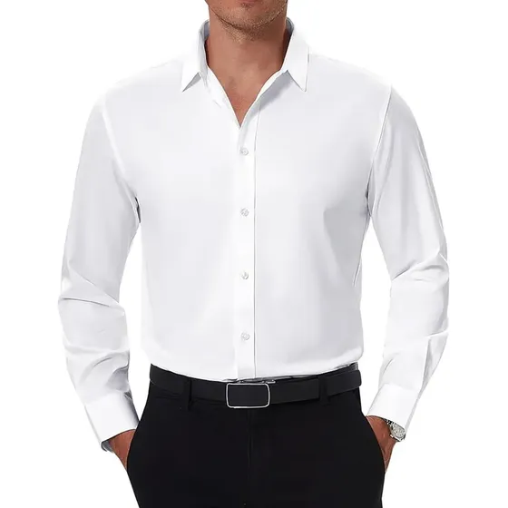 Camisa De Manga Larga Para Hombre Color Sólido Básico