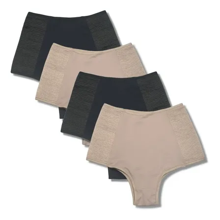 Kit 4 Cinta Calcinha Abdominal Anti Culote Pos Parto Mulher