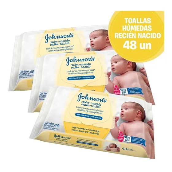 Toallitas Humedas Johnson's Baby Recién Nacido X48 X3 Packs