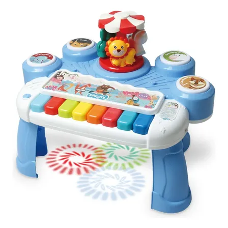 Mesinha Musical Infantil Carrossel Bichinhos Luz E Som Azul