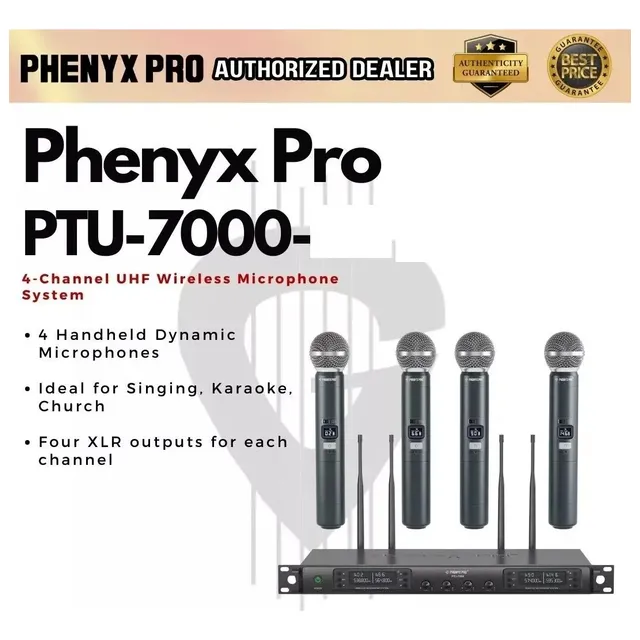 Micrófono Inalámbrico Phenyx Pro 4x40 Canal Ptu-7000a / Bcv
