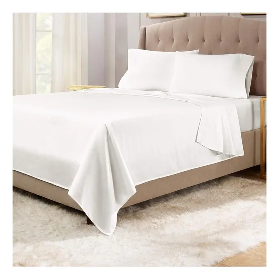 Sábanas Lisas King Textura Ultra Suave Juego X 4 Piezas Color Blanco Diseño de la tela Liso