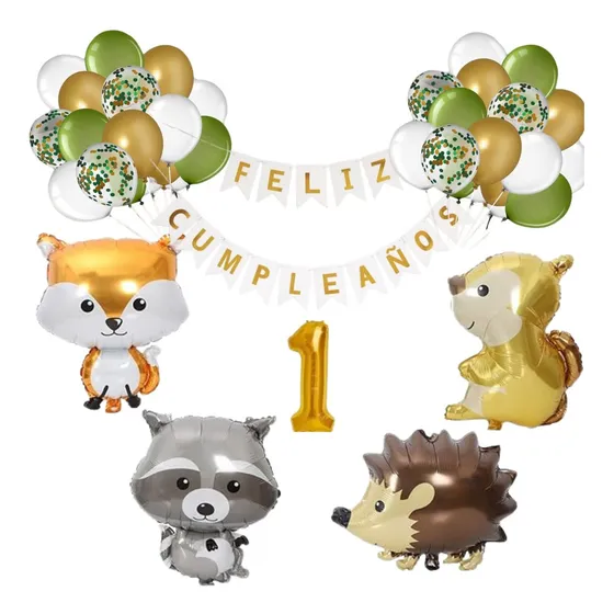 Pack De Globos Animales Nórdicos-del Bosque Para Cumpleaños