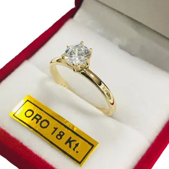 Anillo Cintillo Oro18k - 3 Grs Compromiso Solitario - M. J. Amarillo 20