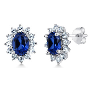 Gem Stone King Pendientes De Plata De Ley 925 Ovalados De 7 Gem Stone King Pendientes De Plata De Ley 925 Ovalados De 7
