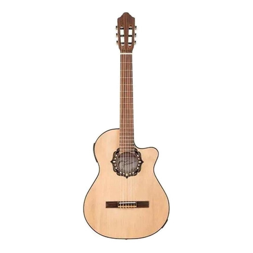 Guitarra criolla clásica Fonseca 39KEC para diestros natural brillante