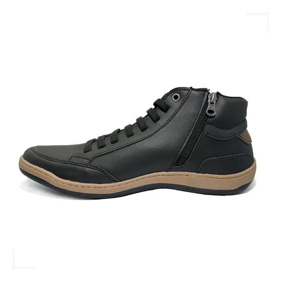Sapatênis Masculino Casual Cano Alto Zíper Lateral Rovetto