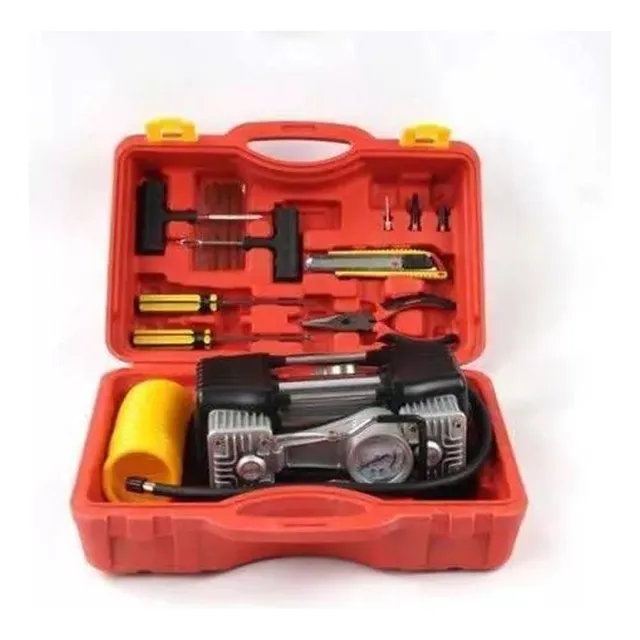 Kit Compresor Inflador 12v Auto 4x4 Moto Bici Doble Pistón 